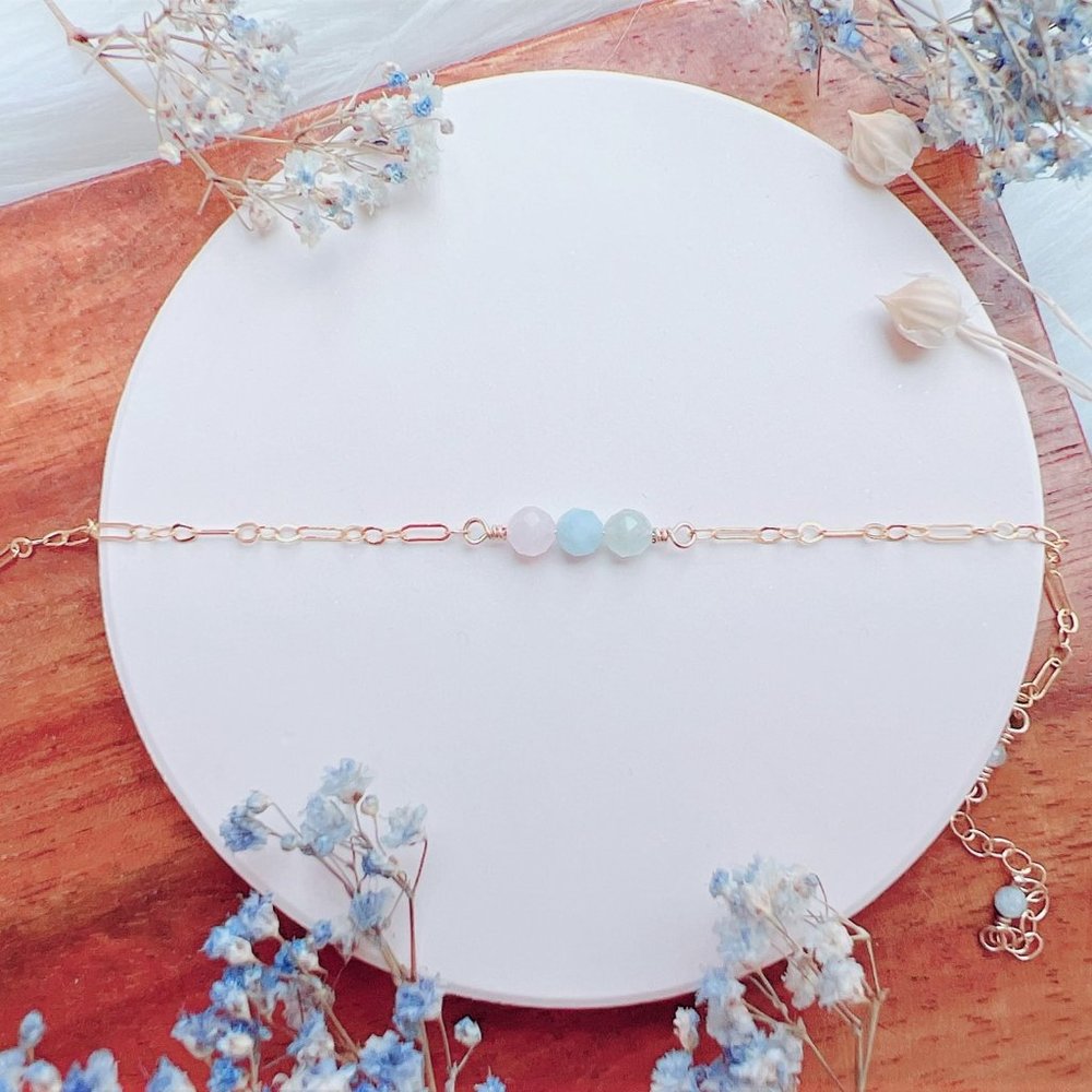 14k Gold-Filled Mini Morganite Gold Chain Bracelet | Handmade in BC